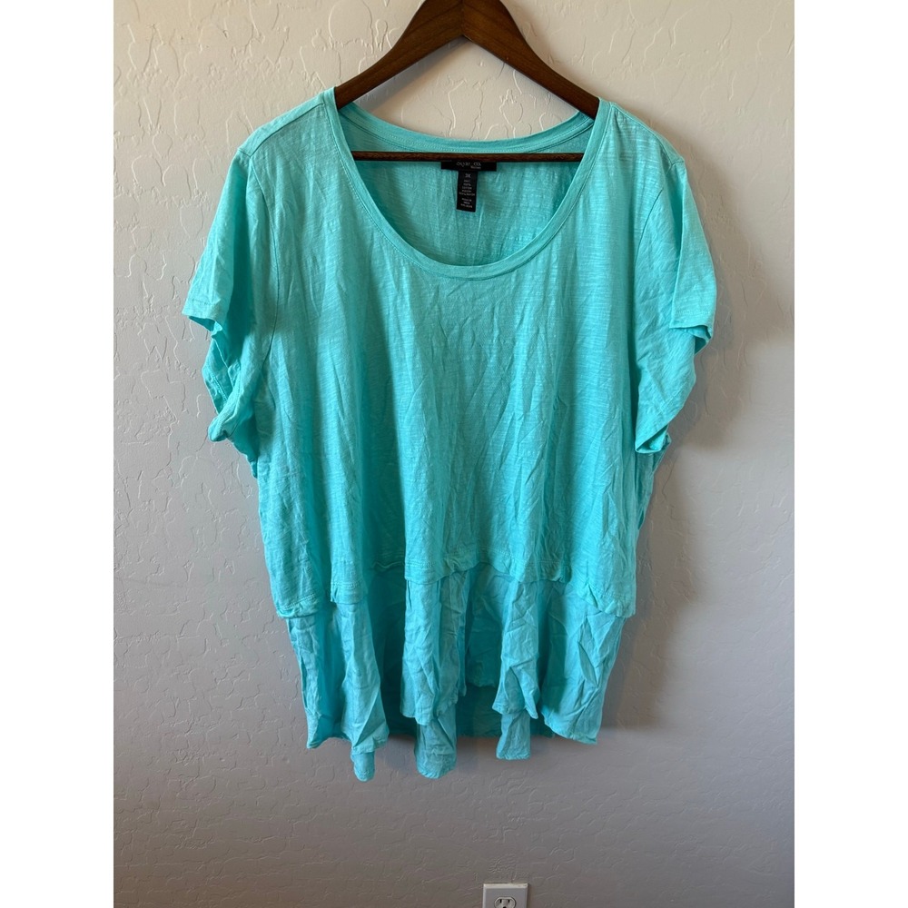 Style & Co Aqua Ruffle‎ Hem Tunic Top | Size 3X | Lightweight & Flowy